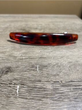 Vintage Brown Tortoise Color Oval  Plastic Hair Clip Barrette